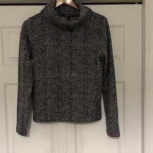 Small J.Crew Women's Black and White Plaid Cowl Neck Top